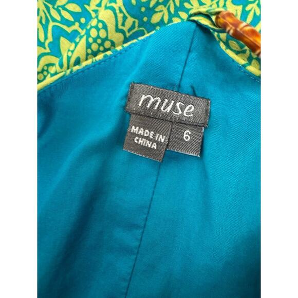 Open Back Dress Boho Details Floral Print Cottage Blue Yellow Twee Size 6 - Picture 8 of 11